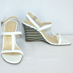 Kate Spade Sandals White Striped Wedge Siz…